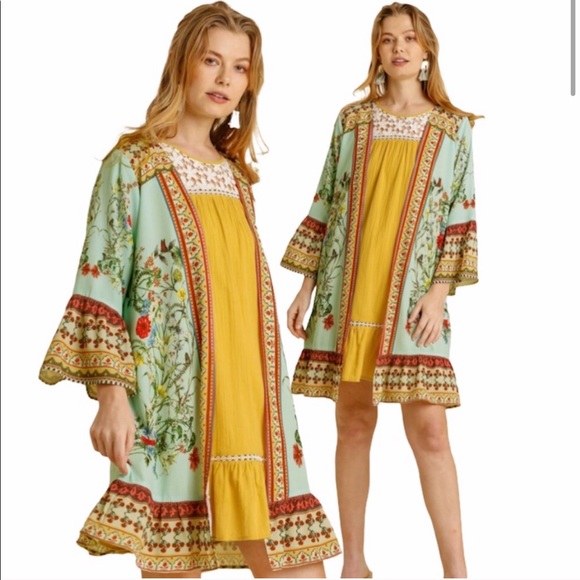 LAST 1 Umgee NWT Boutique MINT BLUE Kimono S M L - Picture 3 of 12